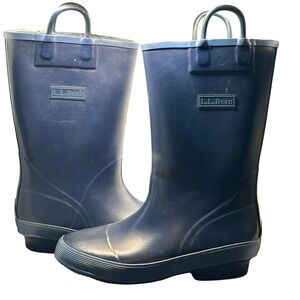 L.L.Bean Kids Navy Blue Rain Boots with Handles‎ Size 3 Childrens